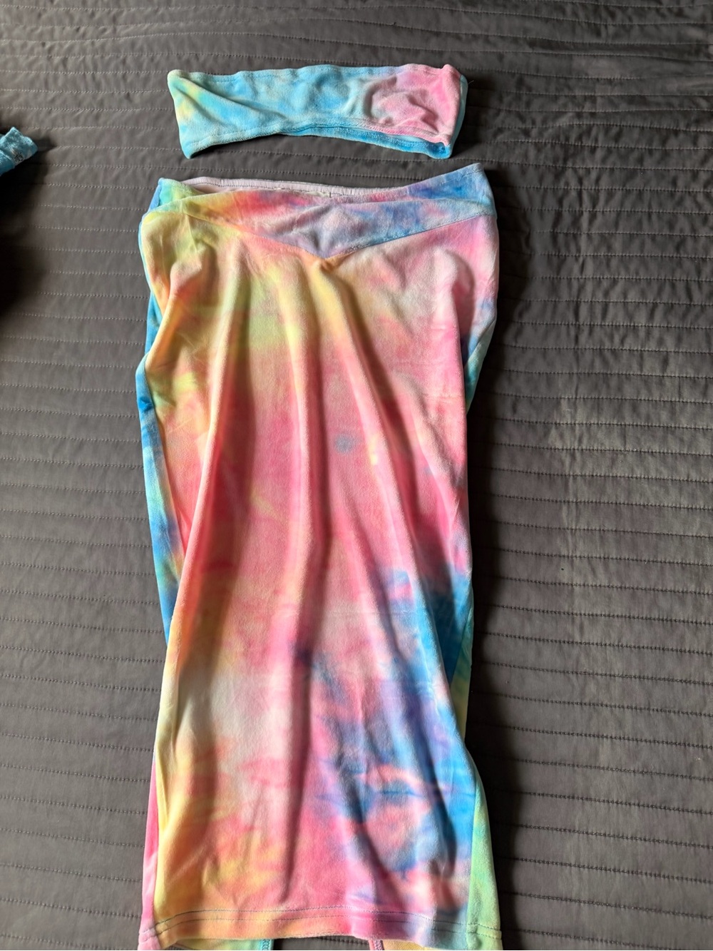 New Pink Tie-Dye Tube Dress with Matching  bandeaux top - Pastel Rainbow